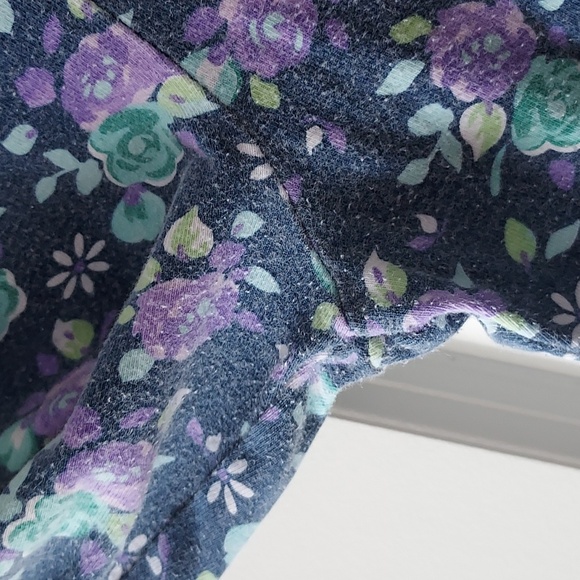 Nanette girls long pants 12 blue with green purple flower print throughout - Picture 6 of 11